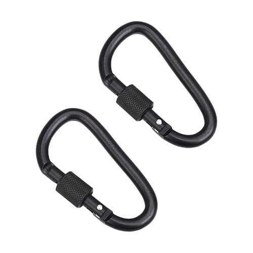 DTXLX 2 st Aluminiumkarabin med Skruvlås Svarta | Svarta aluminiumkarabiner med skruvlås. För camping resor nyckelringar friluftsäventyr semesterutrustning.