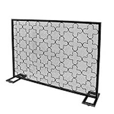 Fireplace Screen Guard, Kitchen Fireplace Screens Black Mesh Single Panel, Free Standing Spark Guard Iron Fireguard for Stone Fireplace, 100×20×76cm