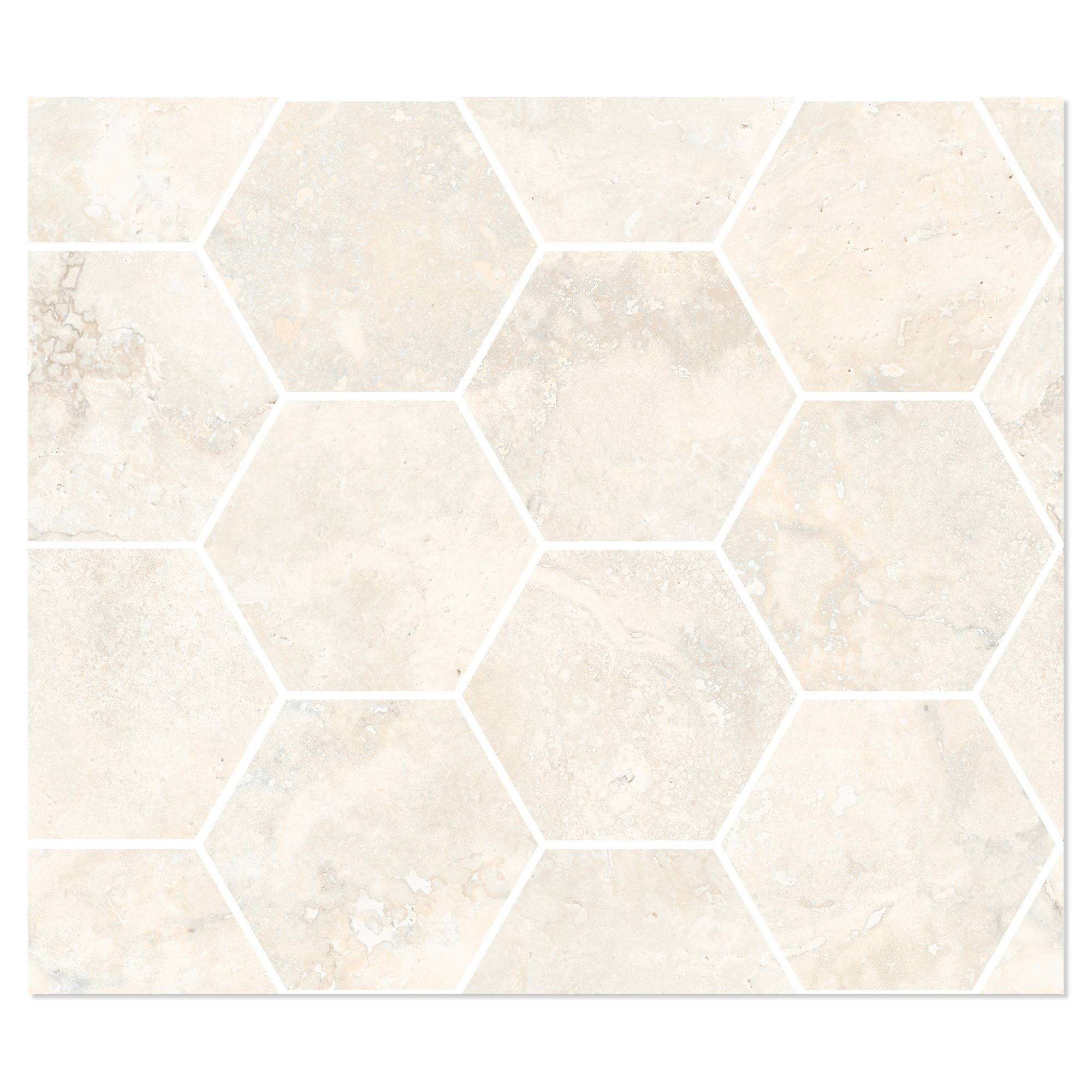 Sant’Agostino Hexagon Mosaik Klinker Invictus Cross White Polerad 30x35 cm