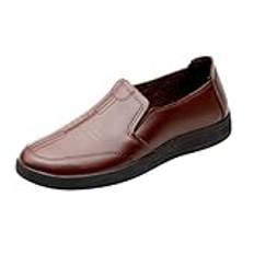 Läderskor herr fritid, affärsskor herr läder, Oxford skor platt sula kostymskor enfärgade slip-on halvskor eleganta formella skor klassiska, en, 44 EU