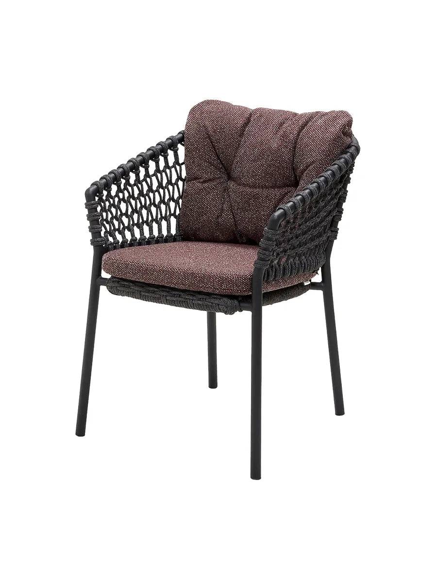 Ocean Stol, Soft Rope fra Cane-line Dark grey / Dark bordeaux, Cane-line Wove - Jacobsen Plus