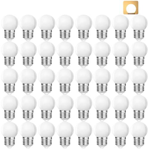 Suncan 40 Stück E27 LED Warmweiss 1W, G45 klein Birnen, 1W LED Globe Lampe Ersetzt 5 Watt Glühbirne, 2700K,für Wasserdichte Lichterkette Urlaub Party Dekoration