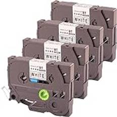 DINGYI Etiketttejp kompatibel etikettskrivartejp 12 mm 0,47 tum etikettband, ersättning för Touch Tze-231, svart på vit, 4-pack