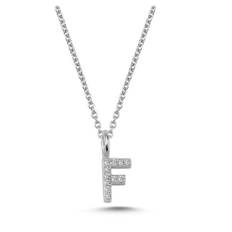 Nuran - 14kt. bogstav vedhæng F med pavè 11 x 0,005ct. W-si 6,5mm