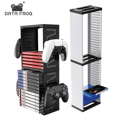 DATA FROG Videospelslagring för PS 5/ PS 4/ PS3/ Xb Ox Series S X/Xb Ox Spelhylla Organizer för Playstation DVD Game Holder Tower - form (36 st,24 st)