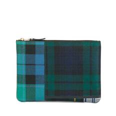 Comme Des Garçons Wallet - tartan patchwork clutch - unisex - polyuretan/ull - one size - Grön