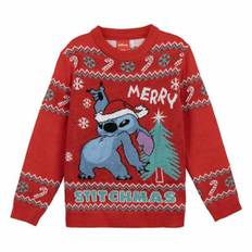 Unisex Röd Stitch Tröja för Barn 10 År