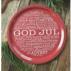 Bricka God jul, ø31, Röd-rund