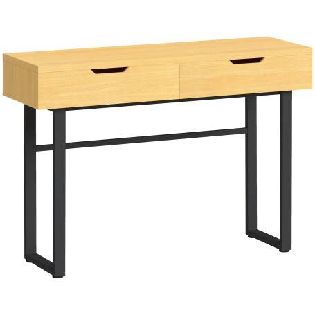 Konsolbord Natur 110 x 35 x 76,5 cm Metall Med 2 Lådor