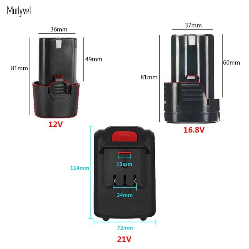 Sladdlös borrbatteri laddningsbart 12v 16.8v 21v elverktyg sladdlös skruvmejsel mini