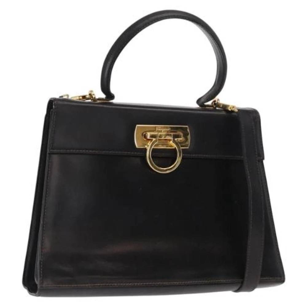 Salvatore Ferragamo Pre-owned Pre-owned Håndtaske - Vintage - Dame - Sort - ONE SIZE - Læder