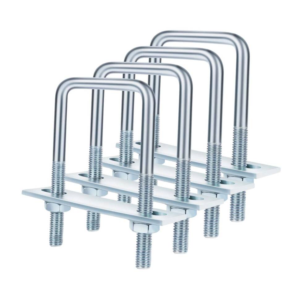 Fyrkantiga U-bultar för kraftiga förzinkade, 4-pack