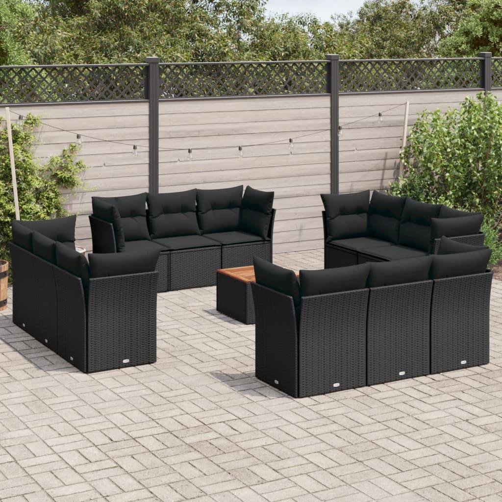 Sofasæt Til Haven 13 Dele Med Hynder Polyrattan - Sort