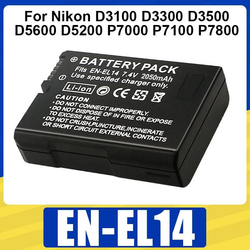 Li-ion EN-EL14 Battery 2050mAh EN-EL14A Rechargeable Battery For Nikon D3100 D3300 D3500 D5600 D5200 P7000 P7100 P7800 Camera