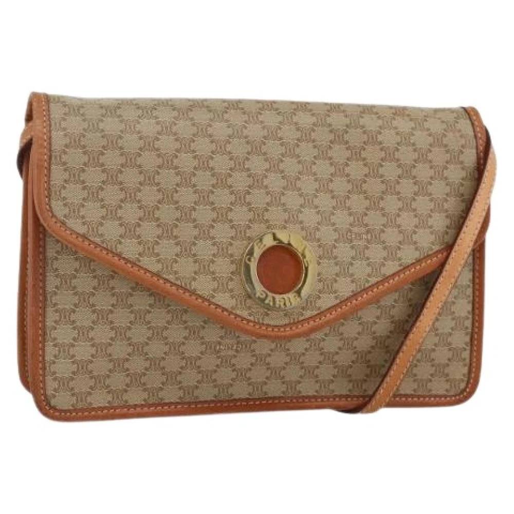 Celine Vintage Pre-owned Vintage Macadam Skuldertaske - Vintage - Dame - Beige - ONE SIZE - Uld