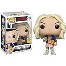 Funko Eleven [med ägg] (Chase Edition): Stranger Things x Pop! TV vinylfigur och 1 husdjur plast grafiskt skyddande paket [#421/13318 - B]