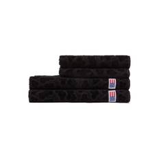 Lexington Velour jacquard handduk med lövmönster, svart