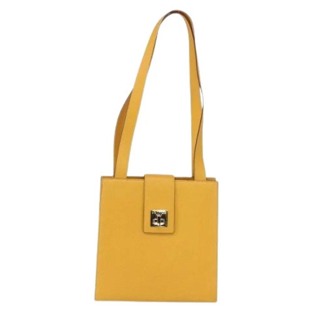 Celine Vintage Pre-owned Læder Skuldertaske - Vintage - Dame - Gul - ONE SIZE - Uld
