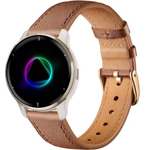Issinlky armband för Garmin Venu 2 Plus, 20 mm ersättningsband i läder för Garmin Vivoactive 5/Garmin Venu Sq/Sq Music/Venu Sq 2/Vivoactive 3/3 Music/Garmin Venu/Vivomove HR/Forerunner 55 245 645