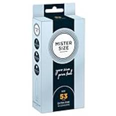 MISTER SIZE kondomer som ger extra mycket känsla 53 mm i förpackning med 10 st / extra tunn, extra fin, extra fuktighet / gjord av 100% naturgummilatex i din storlek XS - S / ger naturlig känsla 10-förpackning
