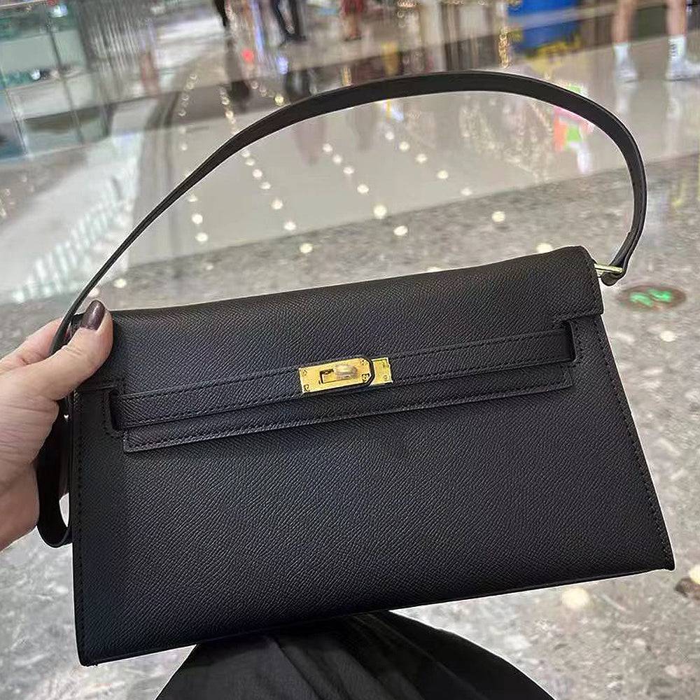 Isabelle Women's PU Leather Shoulder Bag With Buckle Tote Handbag in Black - Black