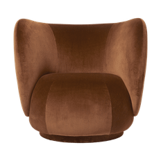 Ferm Living Rico lounge chair fåtölj Devoré velvet-Rust - Brun