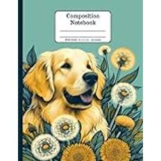 Golden Retriever and Blooms Harmony Floral Wide Ruled Paper Composition Notebook: Golden Retriever Dandelion Flowers Floral Diary Journal Notebook; 8.5x11 inch with 120 Lined Page