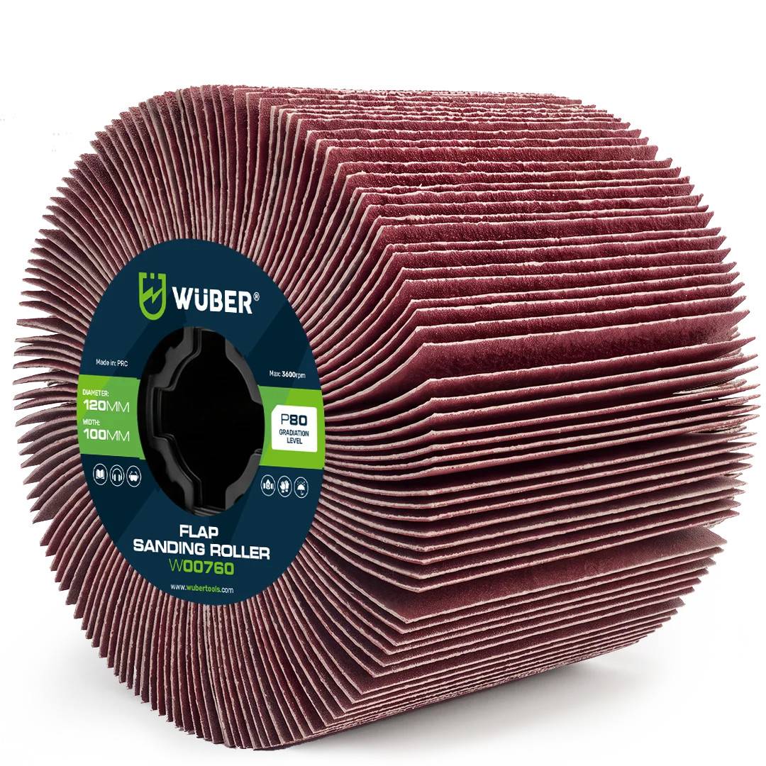 Lamellslipvals P80 för Satineringsmaskin, 120x100x19 mm, 2-pack, Wuber Tools