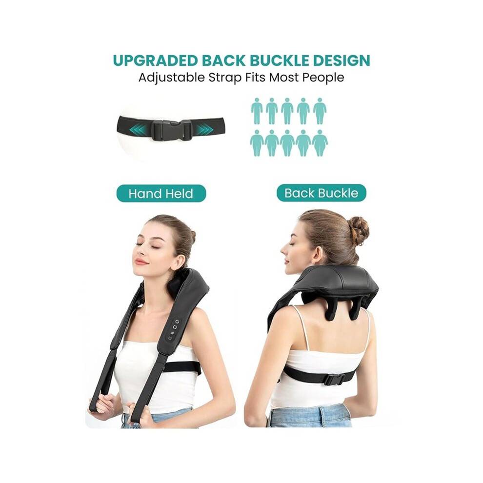 Cordless Neck Massager with Heat, 4D Kneading Shoulder Massager for Pain Relief Deep Tissue, Electric Shiatsu Massage