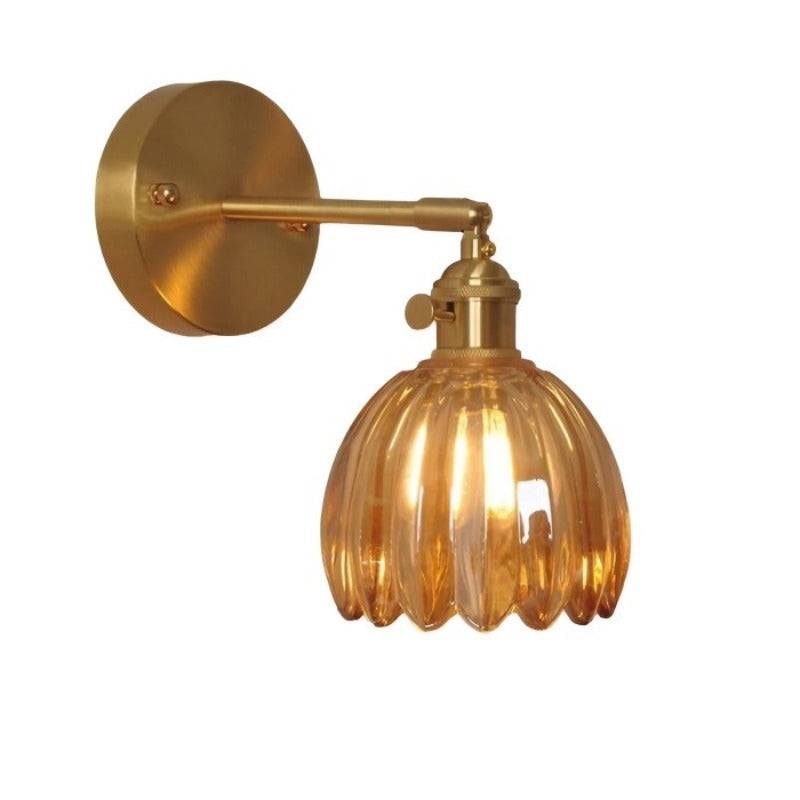 RetroLume – Tulpanformad Glasvägglampa med Vintage Charm - Bärnsten