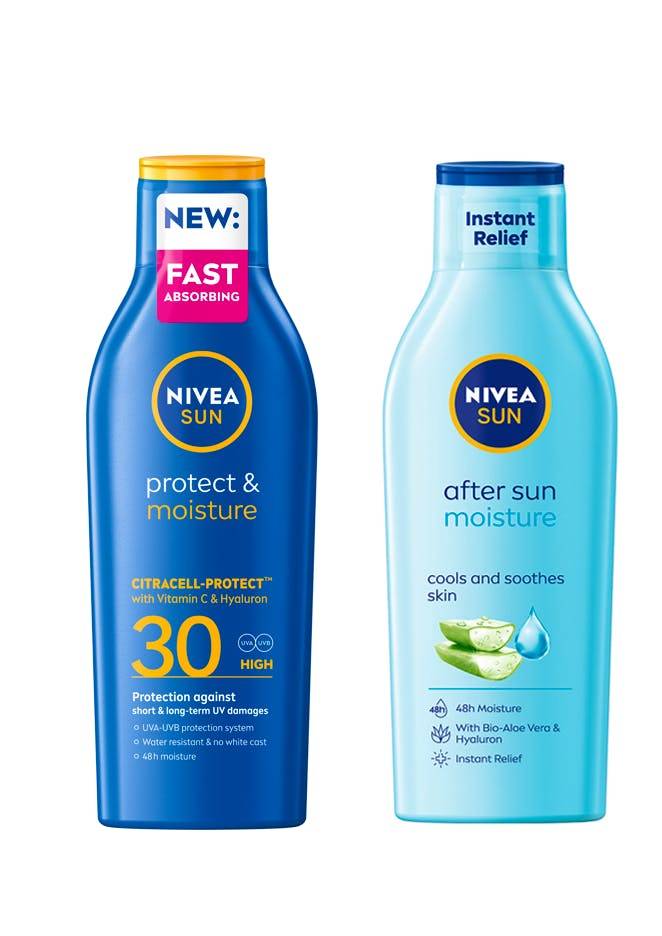 NIVEA Sun Protect & Moisture Sun Lotion SPF30 & Moisturising After Sun Lotion 200 ml + 200 ml