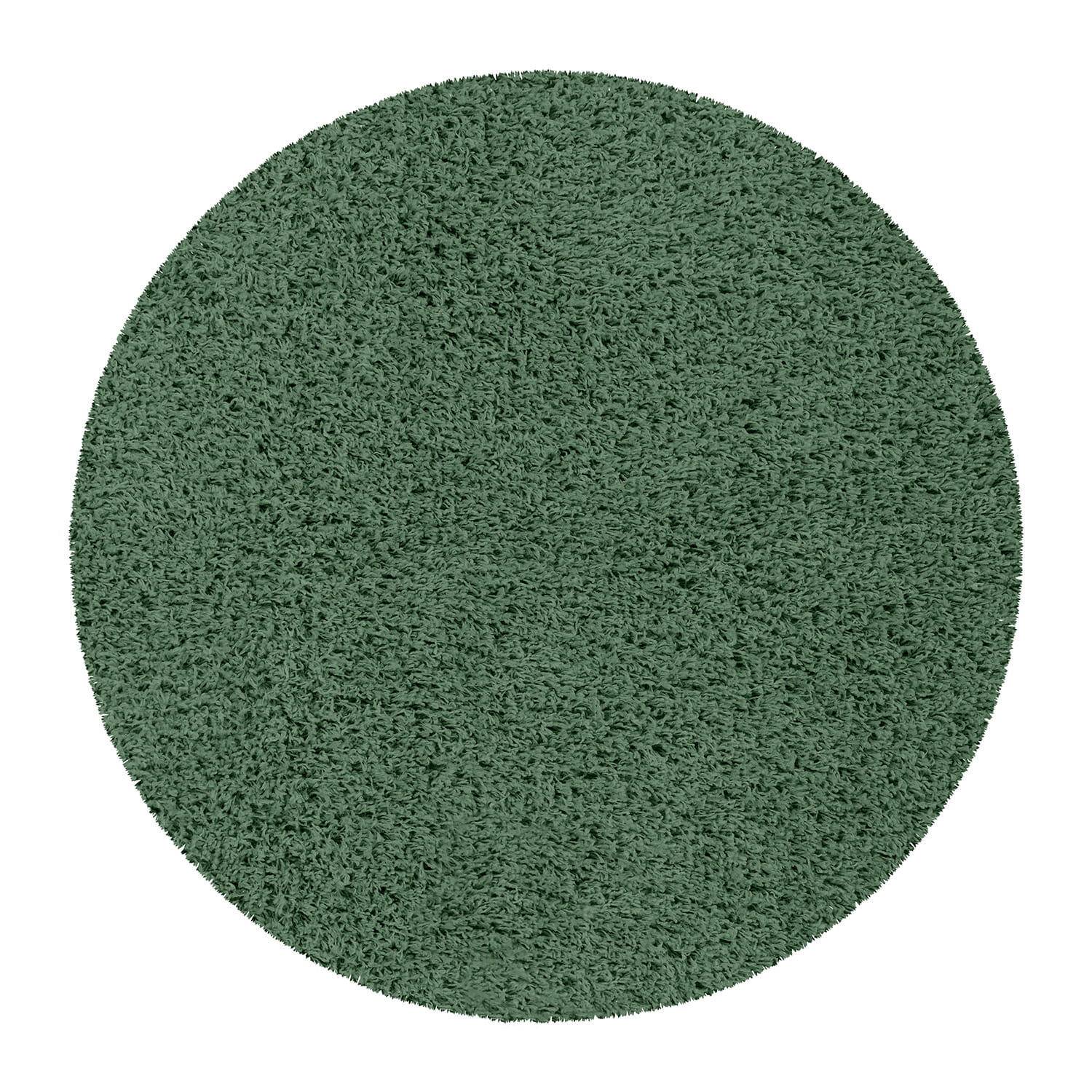 Lila Shag 520 Pastel Grøn Tæppe Ø140 cm.