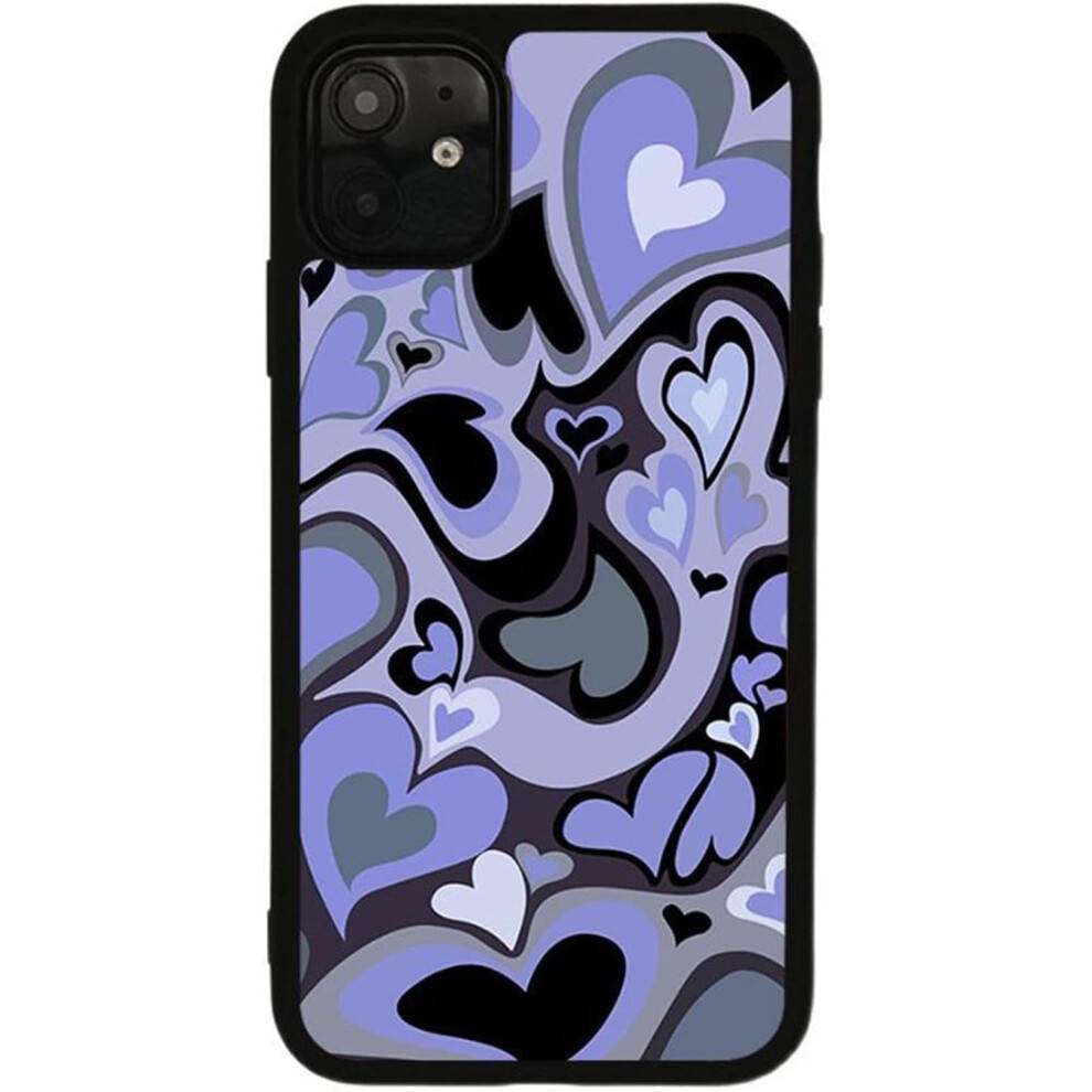 Stilfuldt Y2K mobiltelefoncover, tyndt, blødt, lilla beskyttelsesetui, kompatibel med iPhone11, sødt hjerteformet design, naturlig gengivelse i