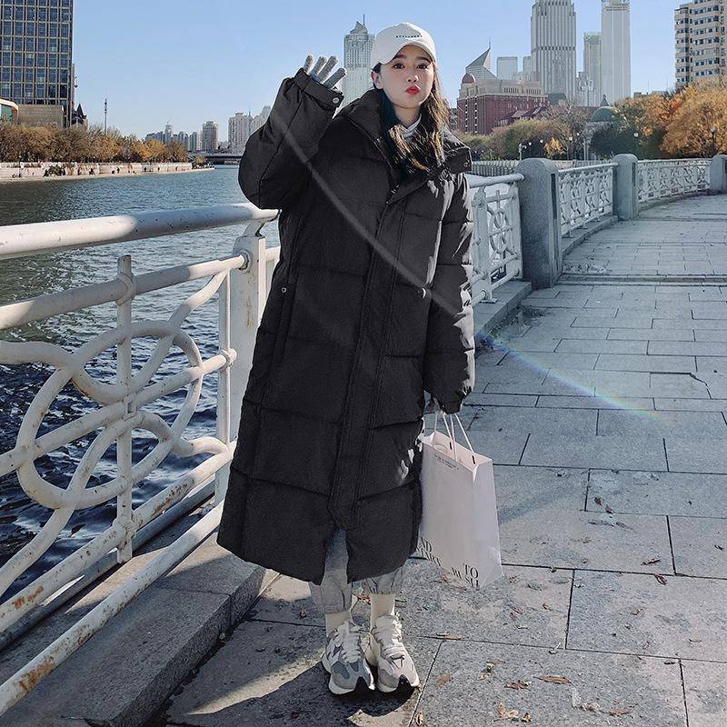 Down Cotton-padded Jacket Girls' Long Knee-length Winter New Korean Version of Cotton-padded Jacket Loose Padded Coat Commuting. XXL