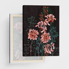 Canvas Tavla "Art deco blommor taupe braun" - Ramspänd canvas-tavla i flera storlekar