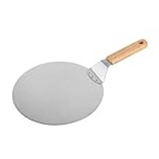 Pizzaspade pizzaspade metall non-stick pizzaskala med trähandtag tårtlyftare, överföringsbricka för hemmagjord bakning pizzabröd 12 tum för bakning hemlagad pizza (25 cm)