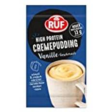 RUF High Protein Cremepudding Vanille-Geschmack, Vanille-Pudding aus der Tasse mit 13g Protein pro Portion, einfache Zubereitung, glutenfrei, 1 x 59g