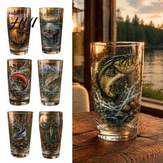 Daglig Samling Dricksaker Fiske Pintglasmugg, Realistisk Hoppande Fiskmönsterdesign, Förtjockade Kreativa Temamuggar Muggar för Utomhuscamping