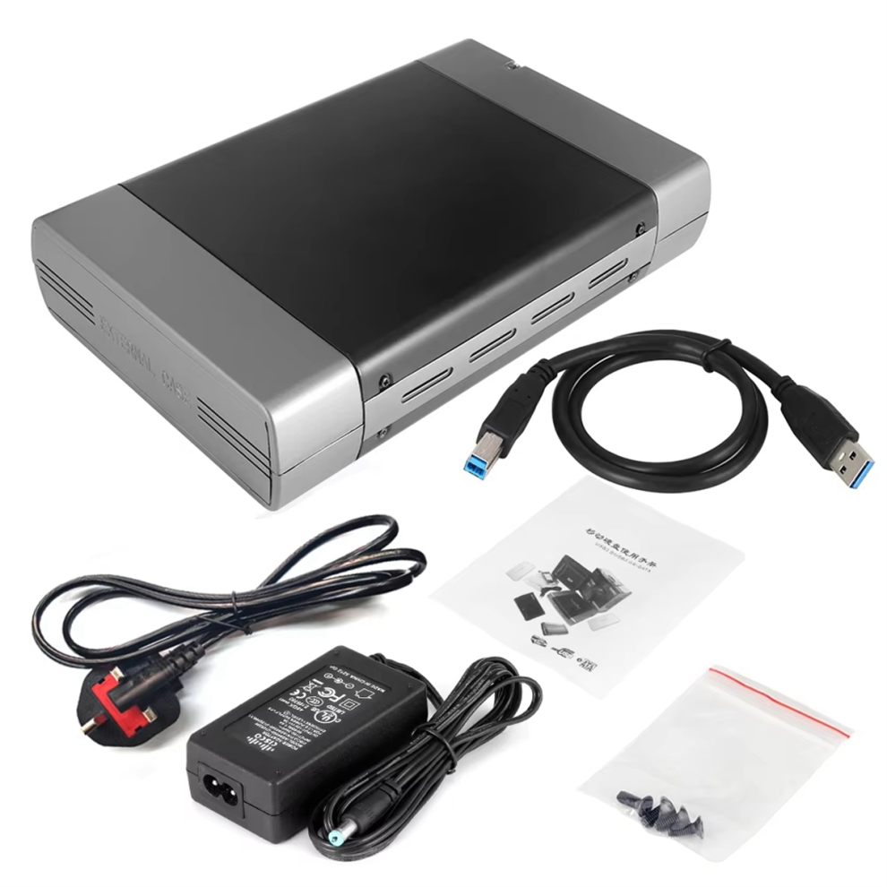5,25 tommer HDD SSD-kabinet USB 3.0 til SATA ekstern harddisk EU-stik