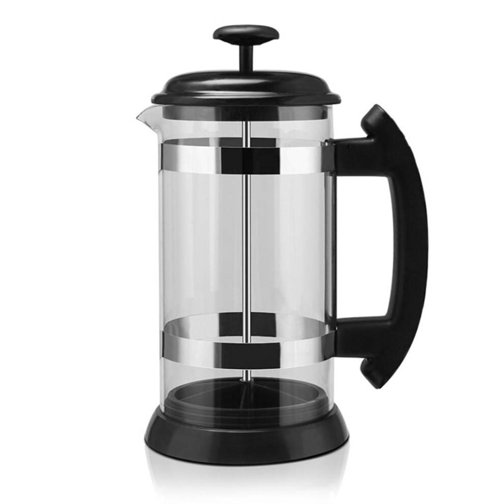 Alsidig kaffe- og temaskine, elegant kabinet i rustfrit stål med gennemsigtig glaskande, hurtig adskillelse for nem rengøring, 1 liters kapacitet.