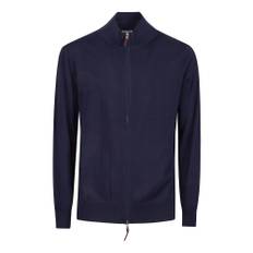 Ballantyne, Stickade tröjor & koftor, Herr, M, Stilren Dragkedja Cardigan - blue (M)