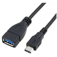 USB-C 3.1 Han til USB-A 3.0 Hun kabel. 1m. Sort.