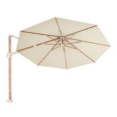 Challenger T² premium hängparasoll teaklook/champagne Ø350 cm - Beige/Träfärg