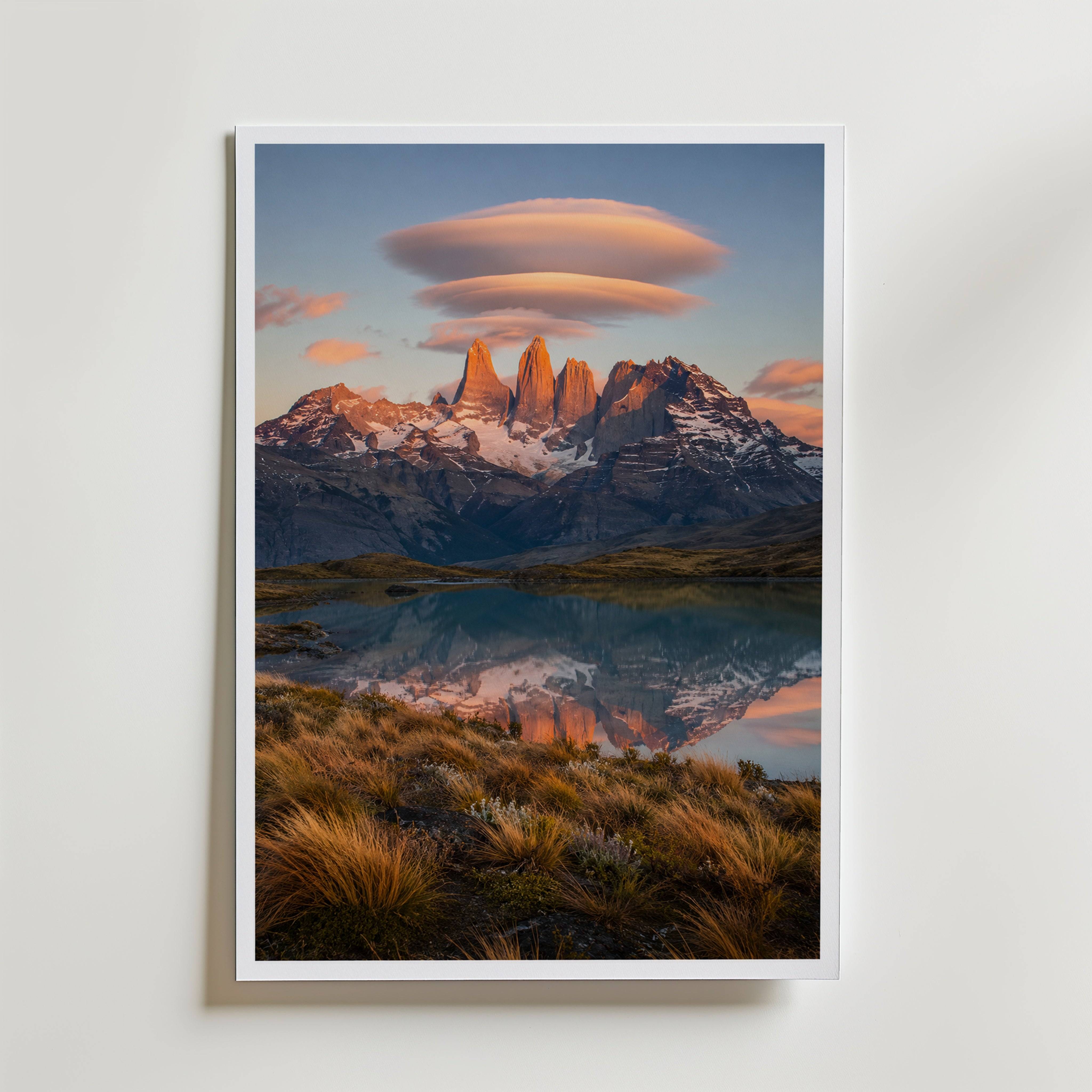 Torres del Paine at Dawn Poster - Premium Canvas 70x100 cm