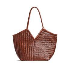 Humi Woven Leather Tote Bag - Black
