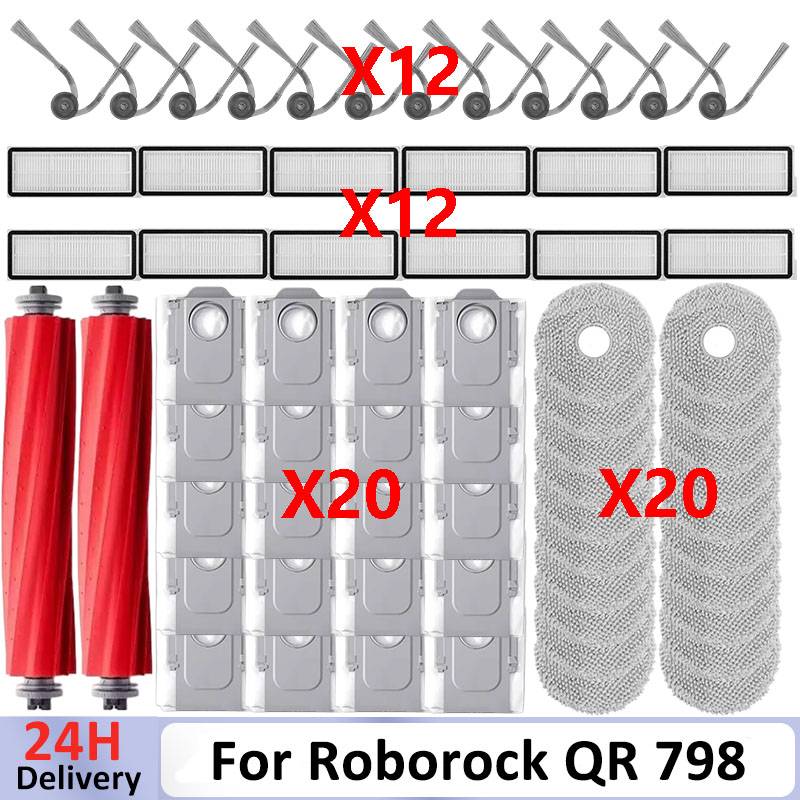 Accessories For (Roborock QR 798/ QR 598/ QV 35A/ QV 35S/ Qrevo L/ Qrevo S Pro) Main Side Brush Filter Mop Cloths Dust Bag