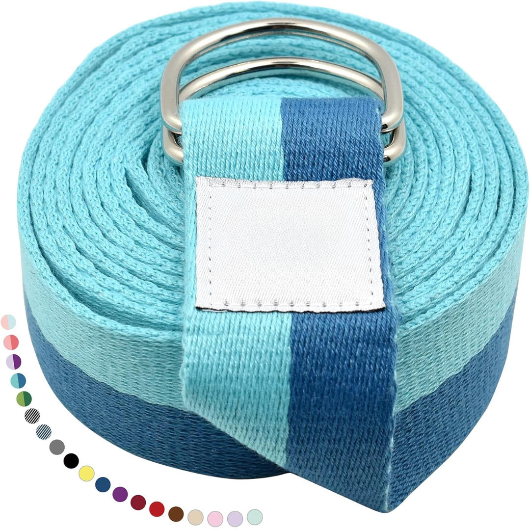 FlexFit – Justerbart Yogaband med D-Ring - 300 cm / Blå