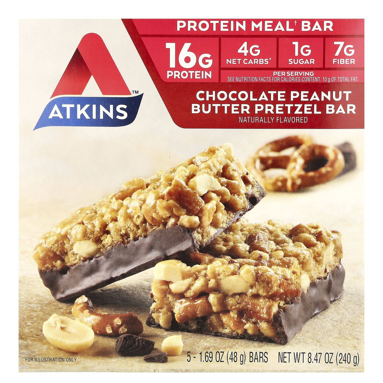 Chocolate Peanut Butter Pretzel Bars, 5 Bars, 1.7 oz (48 g) Each