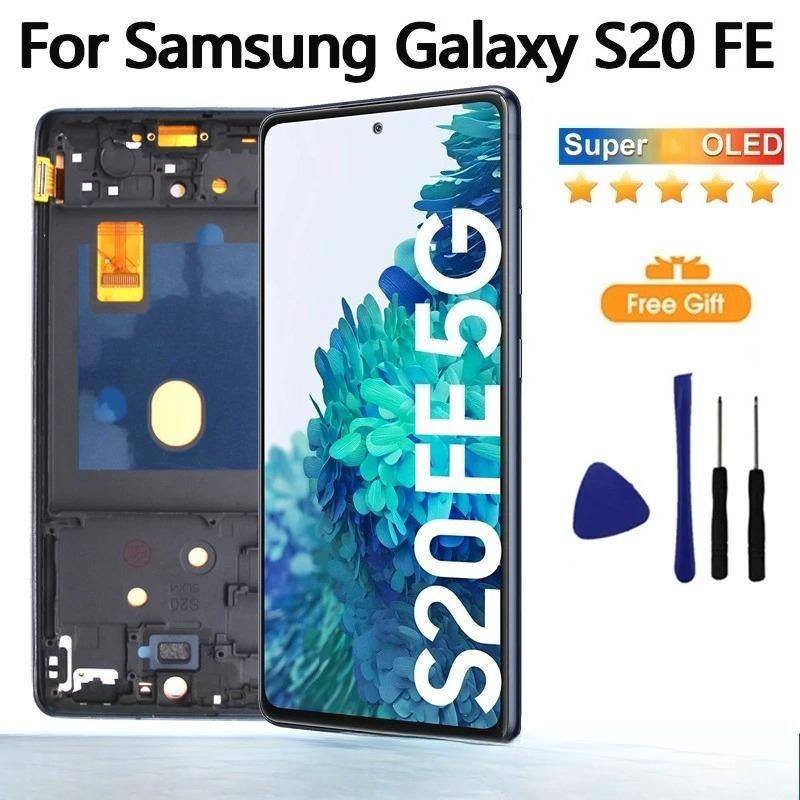 OLED-skärm för Samsung Galaxy S20 FE 4G/5G LCD-skärm med pekskärmsmontering för Samsung S20 FE G780 G781 Skärmbyte
