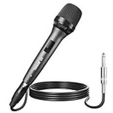 TONOR Dynamisk Sångmikrofon för Sång, Handhållen Trådbunden Karaokemikrofon, Cardioid Studiomikrofon med 4.5M XLR-Kabel, Lämplig för Högtalare, Mixermaskin, Förstärkare, Tal och Utomhusaktiviteter